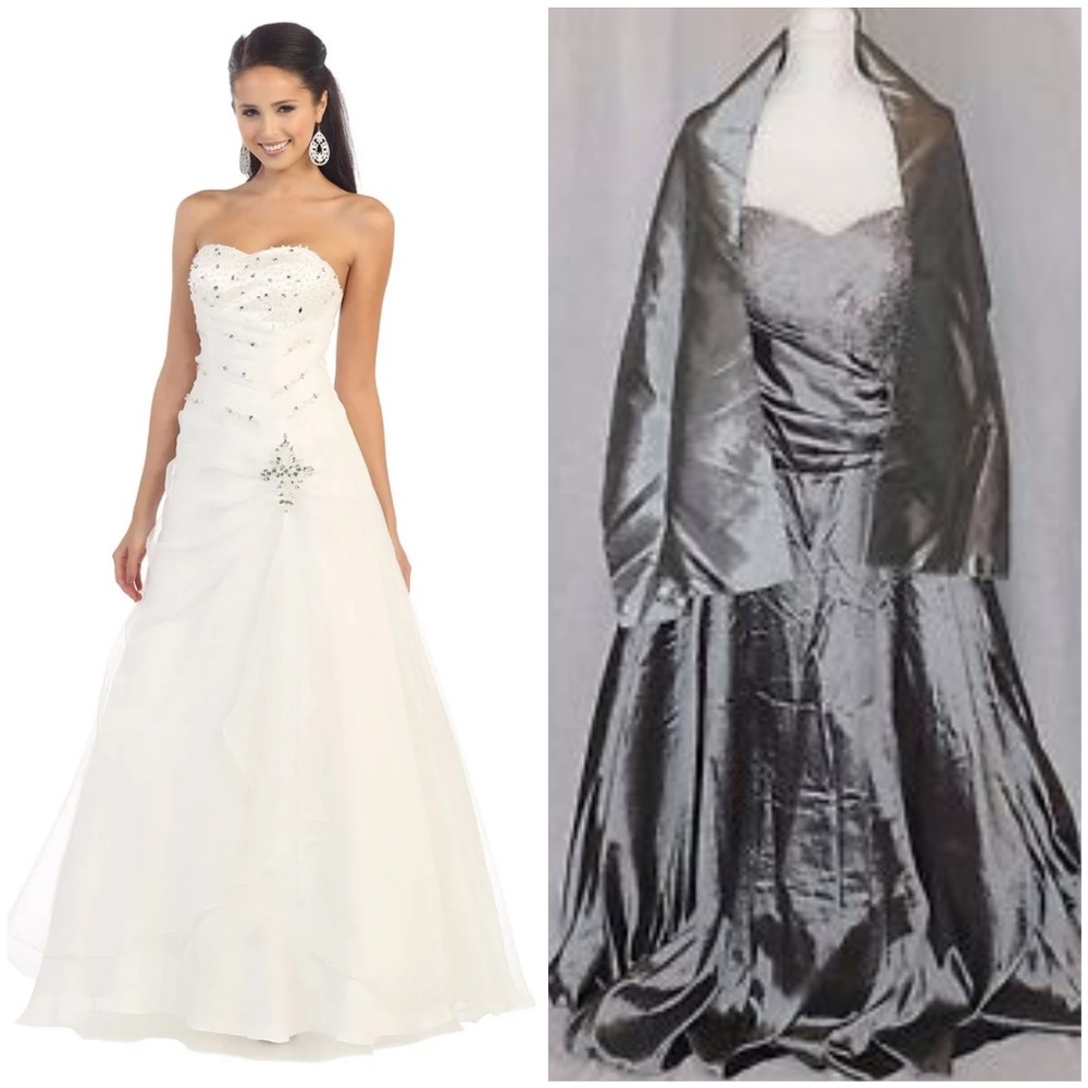 Strapless Sequin Embroidered Royal BlueGown - Picture 5 of 5